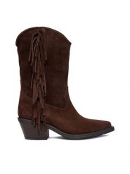 Badura Kowbojki EO-CHANA-5036 Brązowy. Brązowe botki Badura, bez wzorów, ze skóry, bez obcasa, na słupku, bez zapięcia. Za 429.99 zł.