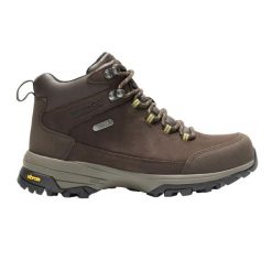 Damskie skórzane buty trekkingowe Burrell. Czarne buty trekkingowe Regatta, z materiału, bez zapięcia. Za 899.99 zł.