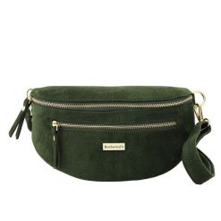 Zamszowa nerka damska Barberinis - Zielona ciemna. Zielone nerki i saszetki Barberinis, bez wzorów, ze skóry, eleganckie, bez dodatków. Za 128.99 zł.