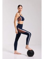 Onamaste Legginsy sportowe "Malte" w kolorze granatowo-jasnobrązowo-białym rozmiar: L/XL. Niebieskie legginsy Onamaste, l, bez wzorów, z materiału, z podwyższonym stanem, outdoorowe. Za 130.99 zł.