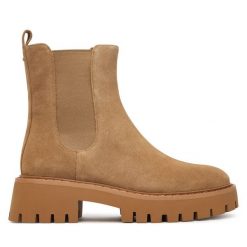 Sztyblety MICHAEL Michael Kors. Brązowe botki MICHAEL Michael Kors, bez wzorów, bez obcasa, na płaskiej podeszwie, bez zapięcia. Za 879.99 zł.