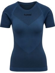Hummel Koszulka sportowa "First Seamless" w kolorze granatowym rozmiar: M/L. Niebieskie t-shirty sportowe Hummel, l, bez wzorów, z materiału, bez ramiączek, outdoorowe. Za 51.80 zł.