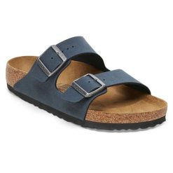Klapki dla dorosłych Birkenstock Arizona BS. Niebieskie klapki Birkenstock, bez wzorów, z materiału, eleganckie, bez obcasa, bez zapięcia. Za 279.00 zł.