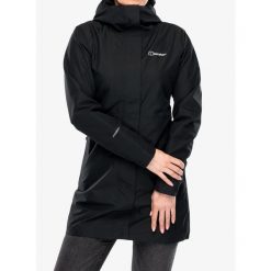 Parka przeciwdeszczowa damska Berghaus Omeara Long Shell Jacket. Czarne płaszcze Berghaus, bez wzorów, sportowe, bez kaptura. Za 703.99 zł.