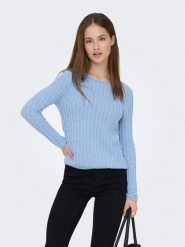 ONLY Sweter w kolorze błękitnym rozmiar: M. Niebieskie swetry ONLY, m, bez wzorów, ze splotem, bez ramiączek. Za 69.99 zł.