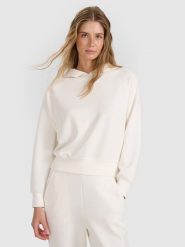 4F Bluza dresowa nierozpinana z modalem damska - biała XS. Białe bluzy 4f, l, bez wzorów, z dresówki, klasyczne, bez ramiączek, z kapturem. W wyprzedaży za 169.99 zł.