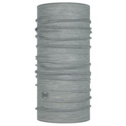 Chusta wielofunkcyjna z wełny merynosów Buff Merino Lightweight. Szare chusty Buff, bez wzorów, z wełny, sportowe. Za 99.99 zł.