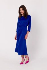 Szafirowa Midi Sukienka Typu Rybka. Niebieskie sukienki MOE, l, bez wzorów, z elastanu, wizytowe, bez kołnierzyka, bez ramiączek, midi. Za 311.90 zł.