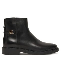 Botki MICHAEL Michael Kors. Czarne botki MICHAEL Michael Kors, bez wzorów, bez obcasa, na płaskiej podeszwie, bez zapięcia. Za 629.99 zł.