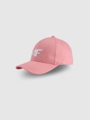 4F Czapka z daszkiem strapback damska - różowa S/M. Czerwone czapki z daszkiem 4f, na lato, bez wzorów, z bawełny, sportowe. Za 59.99 zł.