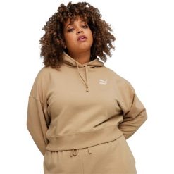 Bluza z kapturem Puma Better Classics Cropped Hoodie Tr, Kobiety. Brązowe bluzy Puma, s, bez wzorów, z bawełny, bez ramiączek, z kapturem. Za 390.00 zł.