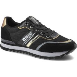 Czarne Sneakersy Big Star Damskie Skórzane Obuwie. Czarne buty treningowe BIG STAR, bez wzorów, z materiału, bez zapięcia. W wyprzedaży za 194.65 zł.