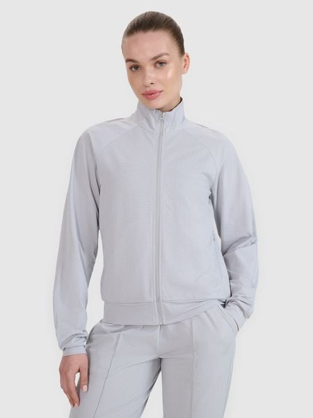 4F Bluza treningowa regular szybkoschnąca damska - szara XS. Szare bluzy bez kaptura 4f, uniwersalny, bez wzorów, z dzianiny, bez kaptura, na fitness i siłownię. W wyprzedaży za 99.99 zł.