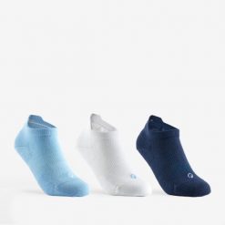 Skarpety sportowe RS160 Lowedge niskie 3 pary. Białe skarpetki Decathlon, bez wzorów, z bawełny. Za 24.99 zł.