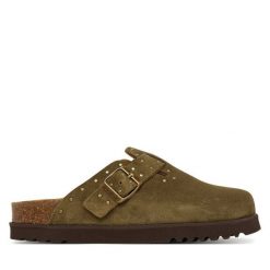 Klapki Scholl. Brązowe klapki Scholl, bez wzorów, bez obcasa, bez zapięcia. Za 505.99 zł.