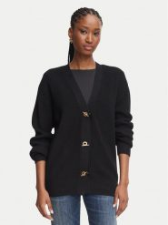 Elisabetta Franchi Kardigan MK-01S-66E2-V400 Czarny Regular Fit. Czarne swetry Elisabetta Franchi, s, bez wzorów, z wiskozy, bez ramiączek. Za 1,709.00 zł.