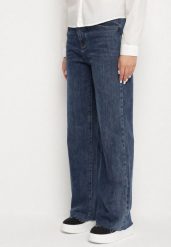Niebieskie Jeansy z Wysokim Stanem i Szeroką Nogawką Valimoss. Niebieskie jeansy Born2be, l, bez wzorów, z jeansu, eleganckie, z podwyższonym stanem. Za 109.99 zł.