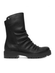 Rieker Botki CEO-75851-00 Czarny. Czarne botki Rieker, bez wzorów, ze skóry, bez obcasa, na płaskiej podeszwie, bez zapięcia. Za 389.99 zł.