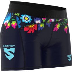 Legginsy fitness krótkie damskie Smmash Folk. Niebieskie legginsy SMMASH, bez wzorów, sportowe, krótkie. Za 119.00 zł.