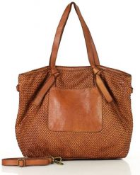 Shopperka pleciona MARCO MAZZINI brąz camel v243b. Brązowe torebki klasyczne bez wzorów, ze skóry, vintage, duże, bez dodatków. Za 629.00 zł.