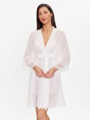 Selmark Szlafrok Penelope 31071 Biały Regular Fit. Białe szlafroki damskie Selmark, bez wzorów, z syntetyku, bez ramiączek. Za 259.99 zł.