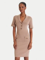 Guess Sukienka dzianinowa W5YK29 Z0130 Beżowy Slim Fit. Brązowe sukienki Guess, xs, z aplikacjami, z dzianiny, bez kołnierzyka, bez ramiączek. Za 369.99 zł.