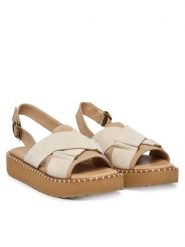 EMU Australia Sandały Morna W13284 Biały. Białe sandały Emu Australia, bez wzorów, z materiału, bez obcasa, na płaskiej podeszwie, bez zapięcia. Za 428.99 zł.