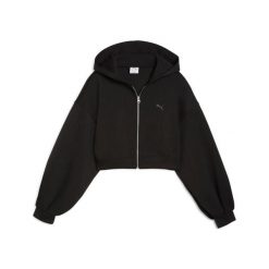 Damska bluza z kapturem full zip Puma Cropped. Czarne bluzy Puma, l, bez wzorów, z dresówki, sportowe, bez ramiączek, z kapturem. Za 272.00 zł.