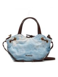 Pinko Torebka Pagoda Small Shopper PE 24 PLTT 102910 A1MB Błękitny. Niebieskie shopper bag Pinko, bez wzorów, z materiału, bez dodatków. Za 1,069.00 zł.