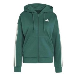 Bluza Adidas Sport W 3S Fl Fz Hd Damskie. Zielone bluzy z kapturem adidas, m, bez wzorów, z bawełny, z kapturem, do biegania. Za 335.99 zł.