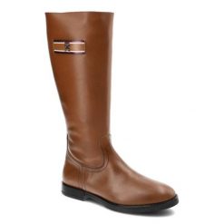 Brązowe Kozaki Damskie Tommy Hilfiger Eleganckie Skórzane Buty. Brązowe kozaki Tommy Hilfiger, bez wzorów, ze skóry, eleganckie, bez obcasa, na płaskiej podeszwie, bez zapięcia. Za 620.99 zł.