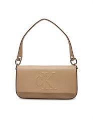 Calvin Klein Jeans Torebka Sculpted Flap Shoulder Pouch25 LV04K3148G Beżowy. Brązowe torebki klasyczne Calvin Klein Jeans, bez wzorów, z jeansu, bez dodatków. Za 219.99 zł.