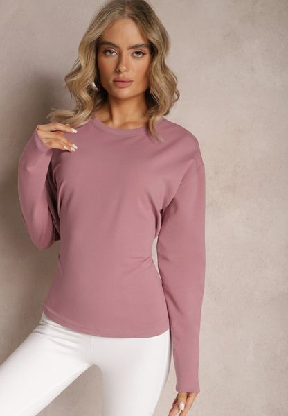 Ciemnoróżowa Bawełniana Bluza z Ozdobnym Wiązaniem Fanarita. Czerwone bluzy Renee, bez wzorów, z bawełny, casualowe, bez ramiączek, bez kaptura. Za 79.99 zł.