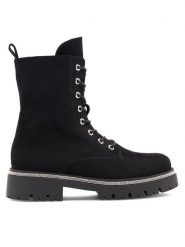JENNY Botki ENIDE WS6113-02 Czarny. Czarne botki Jenny, bez wzorów, z materiału, bez obcasa, na płaskiej podeszwie, bez zapięcia. Za 119.99 zł.