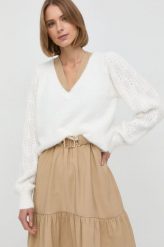 Morgan sweter damski kolor biały. Białe swetry Morgan, l, bez wzorów, z dzianiny, bez ramiączek. Za 239.99 zł.