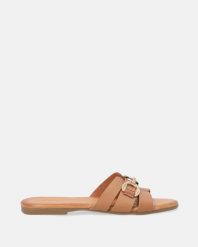 BRĄZOWE KLAPKI Z KLAMRĄ 166M2 COCONUT. Brązowe klapki Venezia, bez wzorów, ze skóry, bez obcasa, bez zapięcia. Za 259.00 zł.