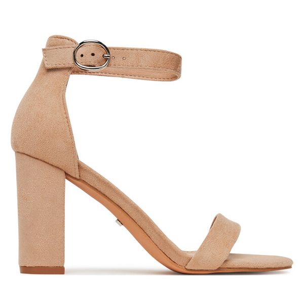 Sandały DeeZee. Brązowe sandały DeeZee, bez wzorów, bez obcasa, na słupku, bez zapięcia. Za 139.99 zł.