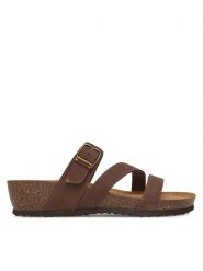 Geox Klapki D New Sthellae D551AA 00032 C6009 Brązowy. Brązowe klapki Geox, bez wzorów, z nubiku, bez obcasa, bez zapięcia. Za 239.99 zł.