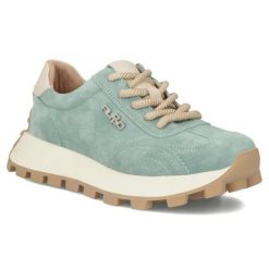 Skórzane półbuty sneakersy na platformie zielone Filippo DP7498. Zielone półbuty wsuwane Filippo, bez wzorów, ze skóry, sportowe, bez obcasa, na platformie. Za 219.99 zł.