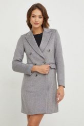 Answear Lab płaszcz z wełną kolor szary przejściowy dwurzędowy. Szare płaszcze Answear Lab, l, bez wzorów, z wełny, klasyczne, bez kaptura. Za 429.99 zł.