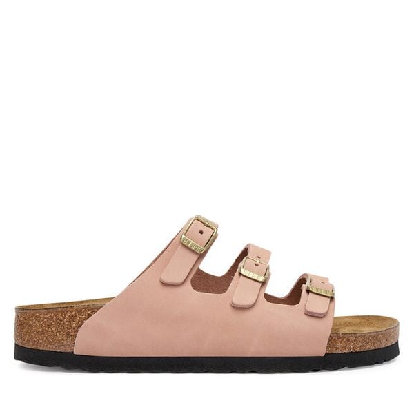 Klapki Birkenstock. Czerwone klapki Birkenstock, bez wzorów, bez obcasa, bez zapięcia. Za 529.99 zł.