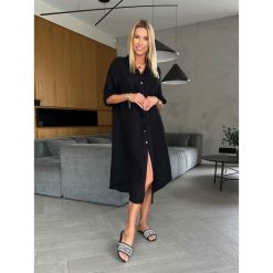 Sukienka Linen Sunset Black. Czarne sukienki ClothStore, bez wzorów, bez kołnierzyka, bez ramiączek. W wyprzedaży za 160.65 zł.