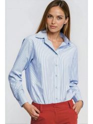 Nife Bluzka w kolorze błękitnym rozmiar: 40. Niebieskie bluzki Nife, bez wzorów, bez kołnierzyka, bez ramiączek. Za 154.07 zł.