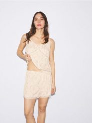 Wzorzysta piżama dwuczęściowa - jasnożółty. Żółte piżamy Reserved, l, bez wzorów, z wiskozy, bez kołnierzyka, bez ramiączek. Za 119.99 zł.