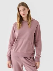 4F Bluza dresowa nierozpinana z kapturem damska - różowa XXL. Czerwone bluzy 4f, xs, bez wzorów, z bawełny, sportowe, bez ramiączek, z kapturem. Za 149.99 zł.