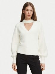 Guess Sweter W6BR74 Z1761 Kremowy Regular Fit. Białe swetry Guess, xs, z aplikacjami, bez ramiączek. Za 434.99 zł.