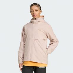 Kurtka przeciwdeszczowa Terrex Multi 2-Layer CLIMAPROOF. Brązowe kurtki adidas, bez wzorów, bez kaptura. Za 529.00 zł.