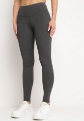 Ciemnoszare Legginsy z Gumką w Pasie Cacilla. Szare legginsy Born2be, bez wzorów, z jeansu, biznesowe. Za 44.99 zł.