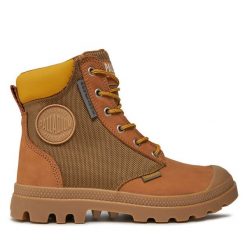 Trapery Palladium. Brązowe traperki Palladium, bez wzorów, bez obcasa, bez zapięcia. Za 1,029.00 zł.