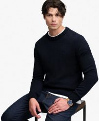 Superdry Sweter Preppy Cotton – relaxed fit, 100% bawełna organiczna. Niebieskie swetry Superdry, l, bez wzorów, z bawełny, klasyczne, bez ramiączek. Za 330.60 zł.